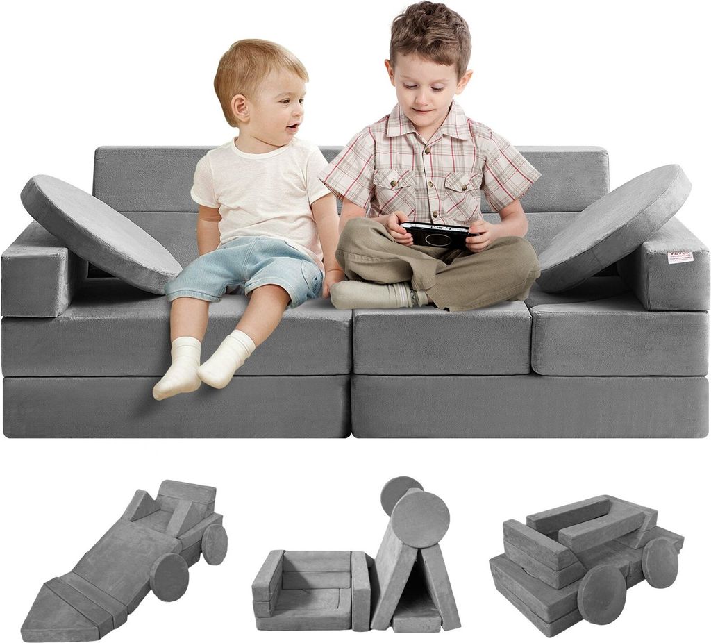 Spielsofa Kindersofa, 15 in 1 Kindersofa aus Schaumstoff, Matratze Multifunktional Spieltisch Puzzle Sofa, Kindersessel Faltbar, Pädagogisches Spi...