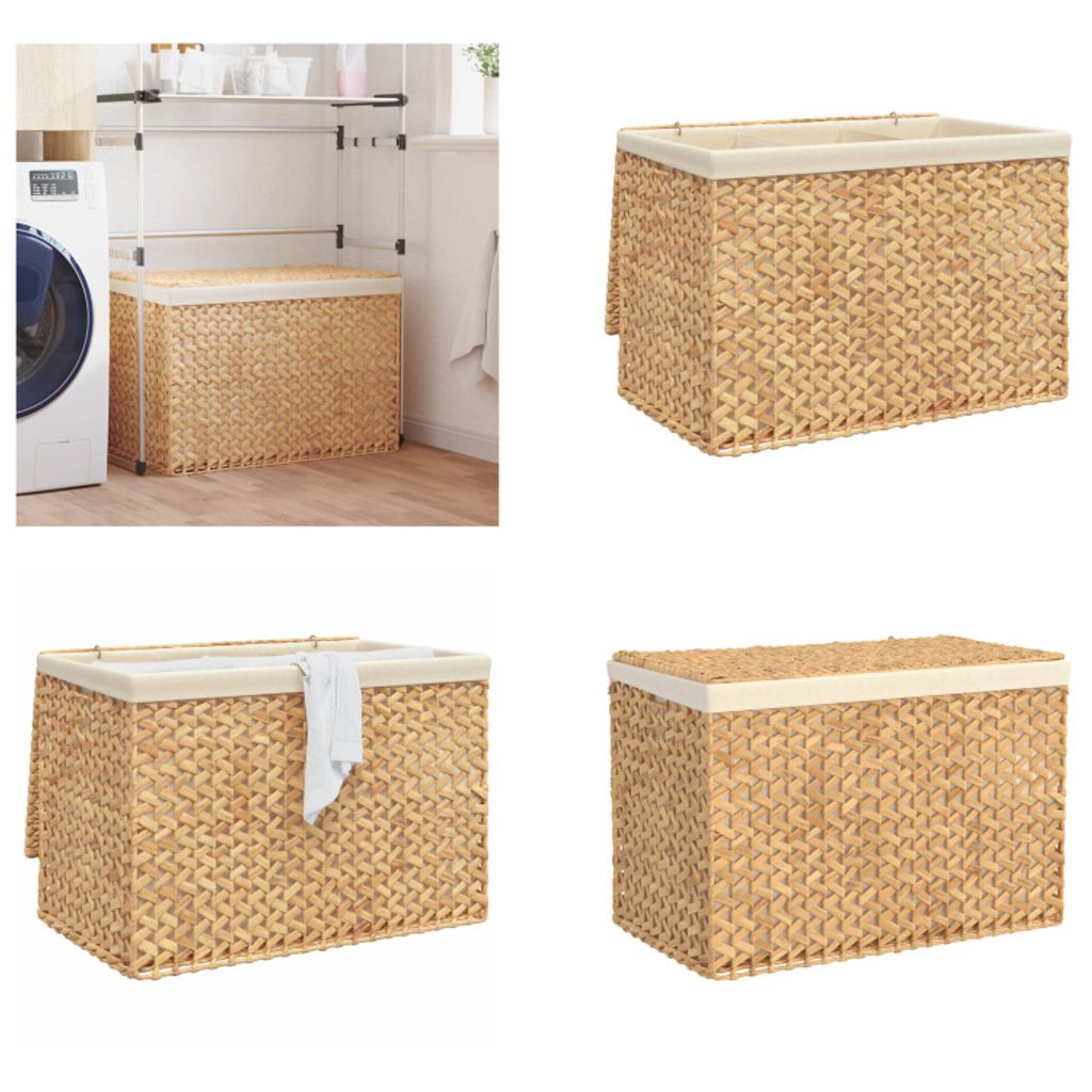 vidaXL Wäschekorb mit 3 Fächern 75x42,5x52 cm Wasserhyazinthe - Wäschekorb - Wäschekörbe - Wäschebehälter - Wäschesack