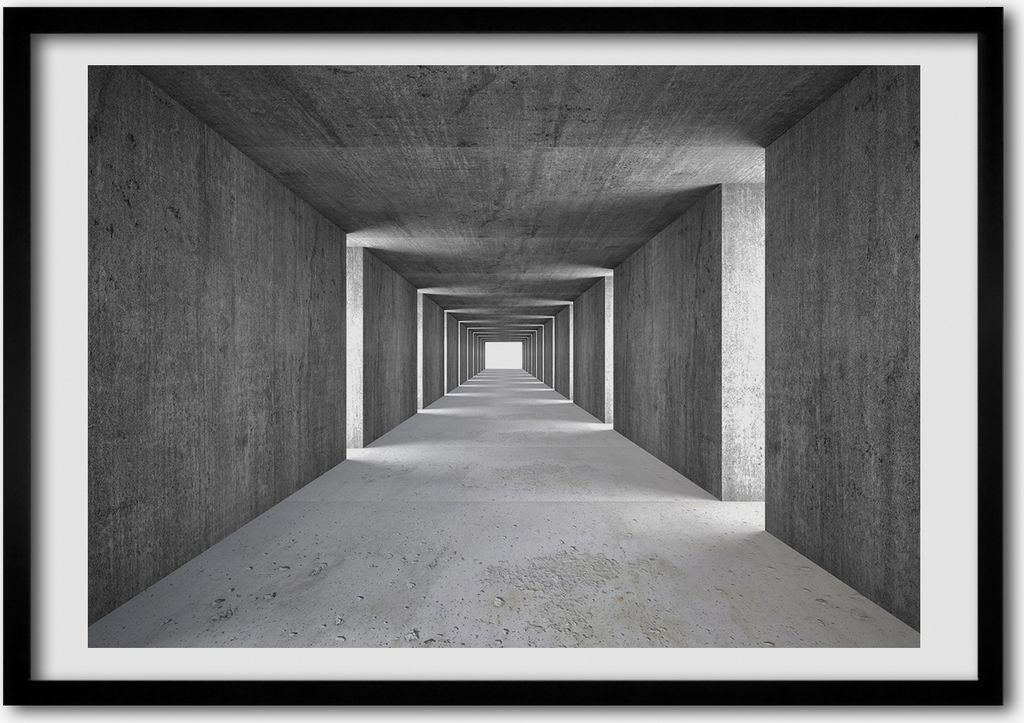 Bild - Bilder - Bilderrahmen - 70 cm x 50 cm - MDF-Rahmen, Wandkunst Der Betontunnel