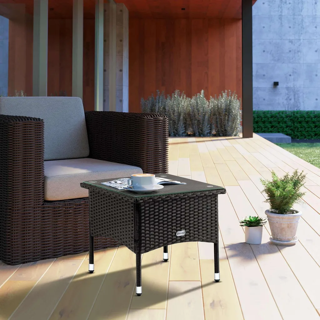 Table en résine tressée noire anti-UV 50 cm pour usage extérieur durable - 5