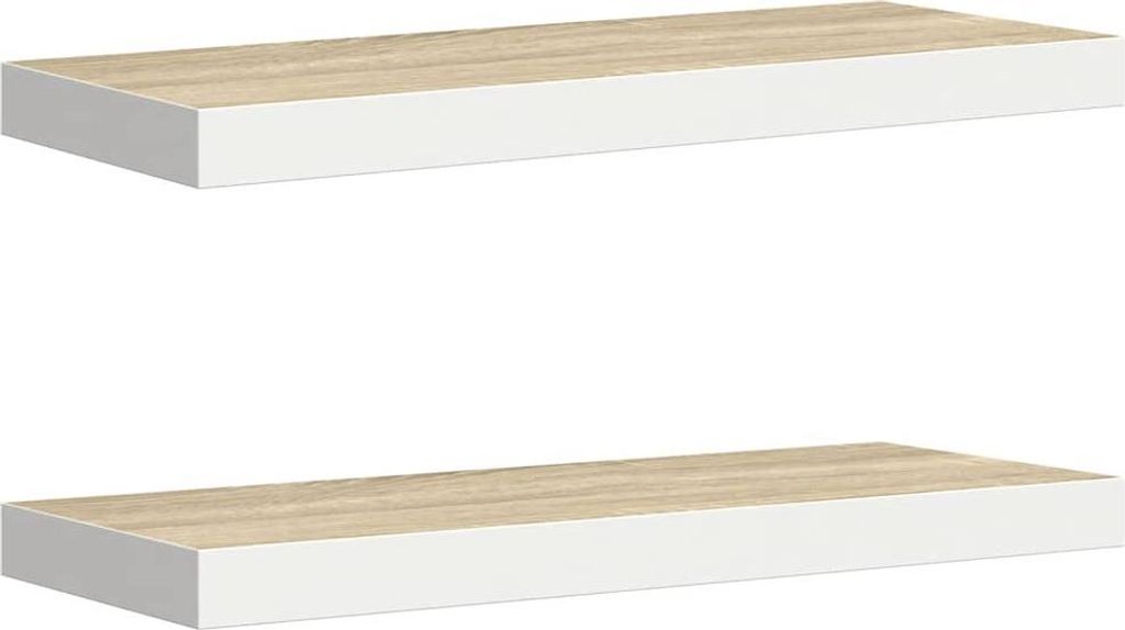 vidaXL Schweberegale 2 Stk. Eichen-Optik und Weiß 60x23,5x3,8 cm MDF