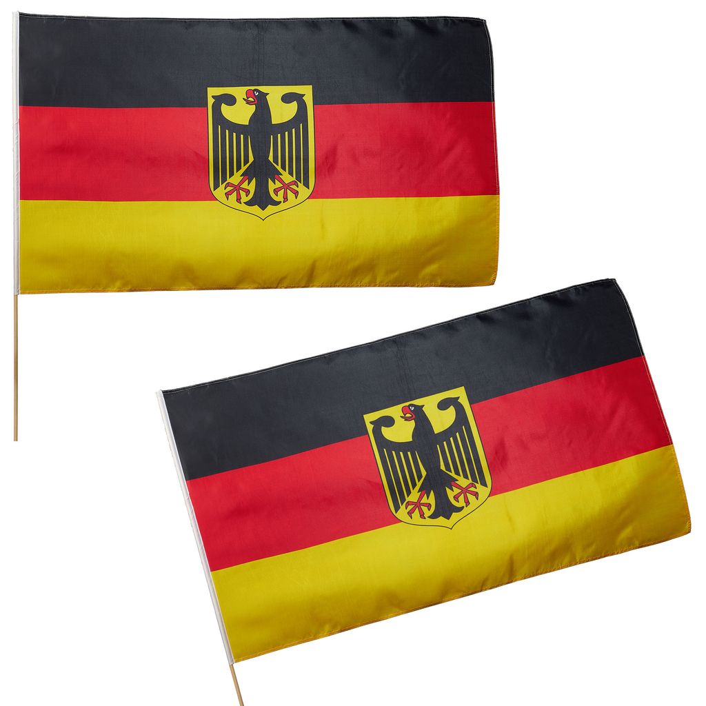 Deutschland-Flagge/Fahne mit Adler 90x150 cm Fußball Fan Schwarz-Rot-Gold EM/WM 