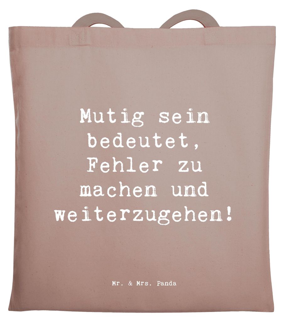 Mr. & Mrs. Panda Tote Bag Spruch Fehler machen Lernen - Braun Pastell - Geschenk, Mutmacher, Hoffnung, Laptoptasche, Jutetasche, Hürden überwinde...