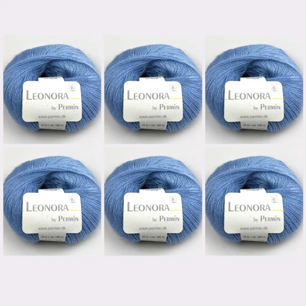 Laine mohair douce ne gratte pas Leonora Permin bleu clair 30 lot de 6