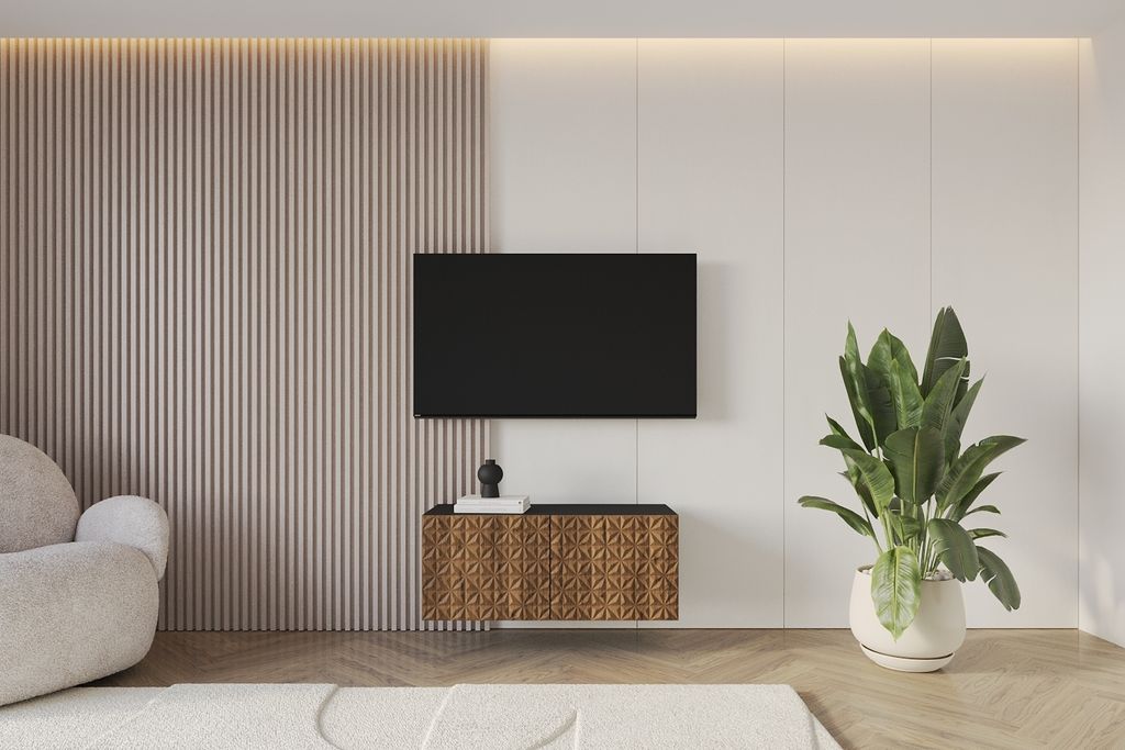 ALTDECOR TV-Schrank VIRA-W mit Gefrästen Fronten 100x40x40 Lowboard hängend, TV Möbel, TV Cabinet, Fernsehtisch, Fernsehschrank, TV Kommode, TV ...