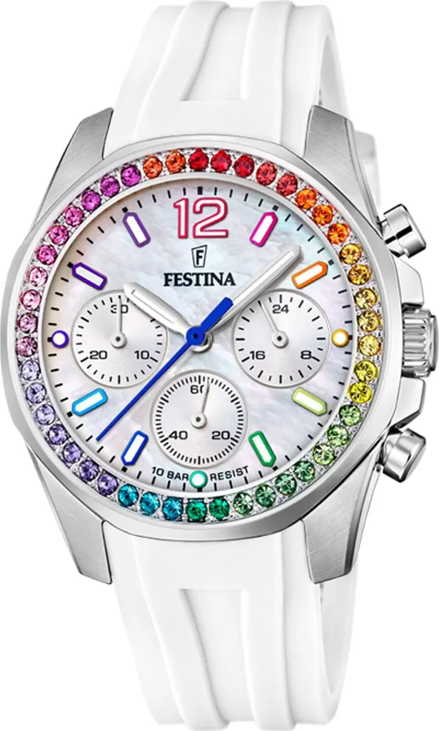 Festina F20610-2 Orologio Donna Bianco - Collezione Boyfriend Rainbow