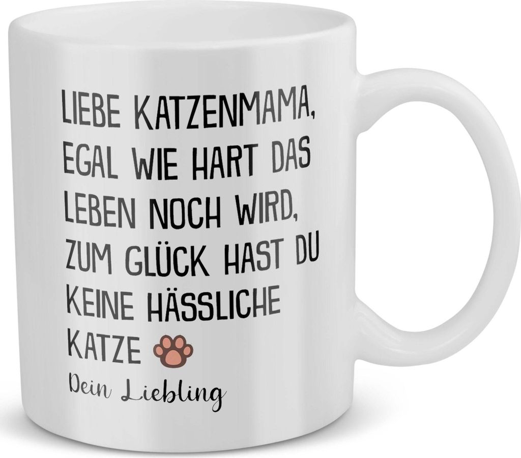 22Feels Katzenmama Tasse Geschenk Cat Moms Katze Spruchtasse Frauen Mädchen Haferl Kater Muttertag Geburtstag Weihnachten Geschenkidee