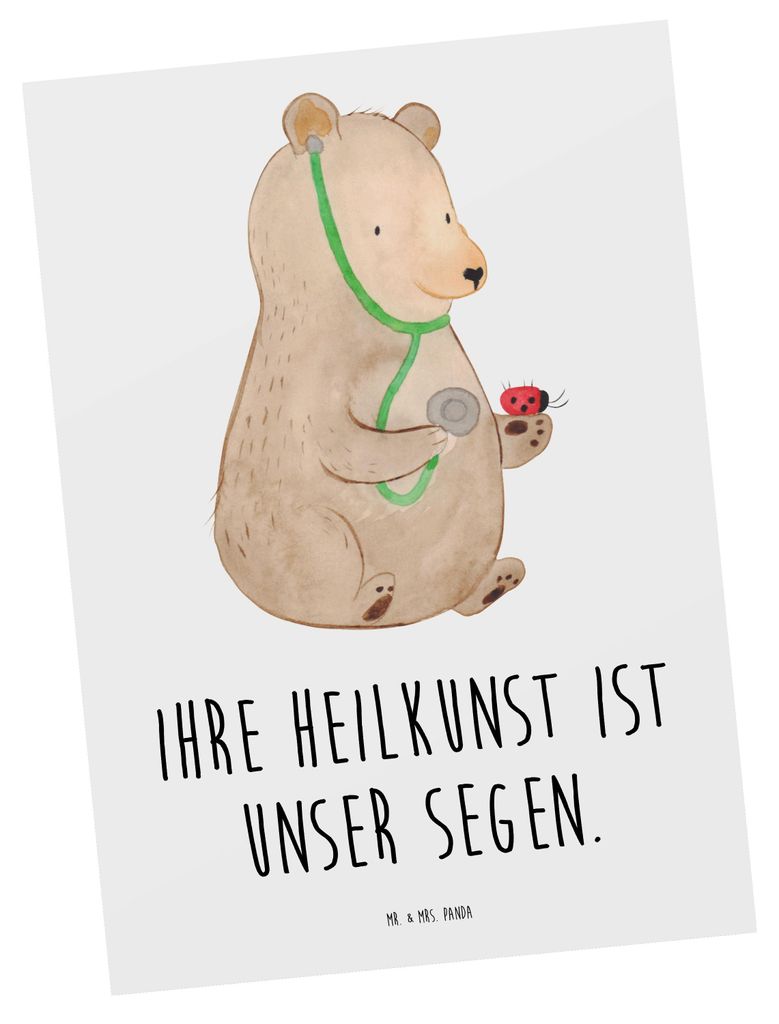 Mr. & Mrs. Panda Postkarte Arzt Segen - Weiß - Geschenk, Danke sagen, Sorge, Aufmerksamkeit, Bedanken, bildkarte, Grußkarte, Ansichtskarten, Post...