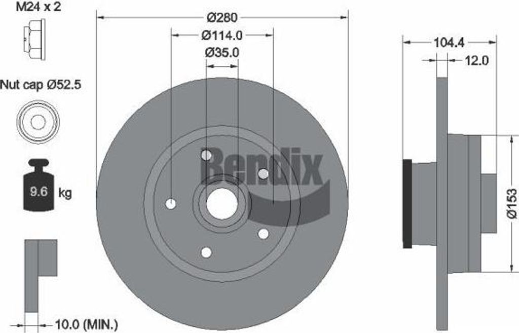 BENDIX Braking BDS1112 Bremsscheibe OE 6000620071 kompatibel mit Talento, NV300, Vivaro, Trafic
