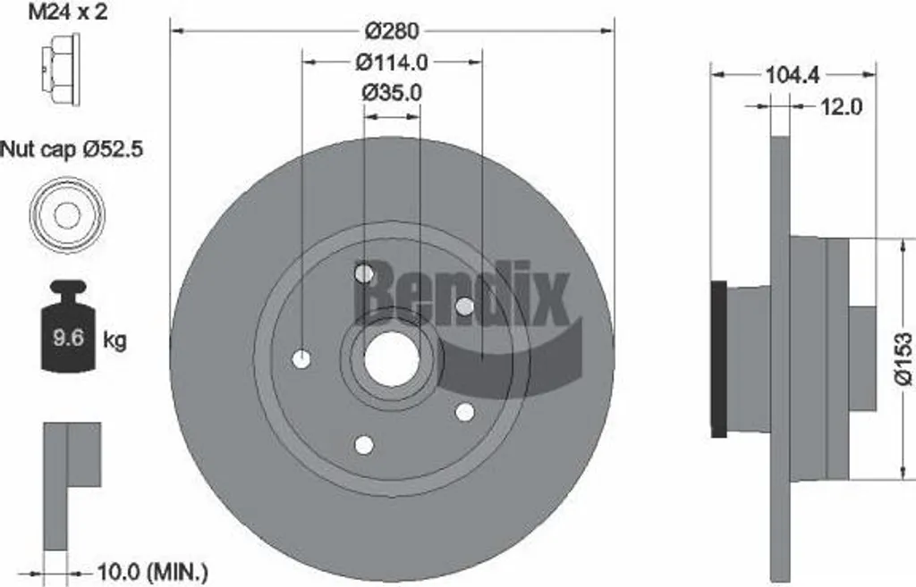 Disque de frein BENDIX BDS1112 pour Trafic et Vivaro - OE 6000620071
