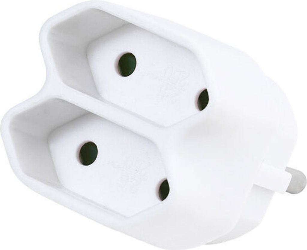 ViVanco™2-way Euro adapter, Weiß, 1x CEE 7/4, Male 2x CEE Produktbild 