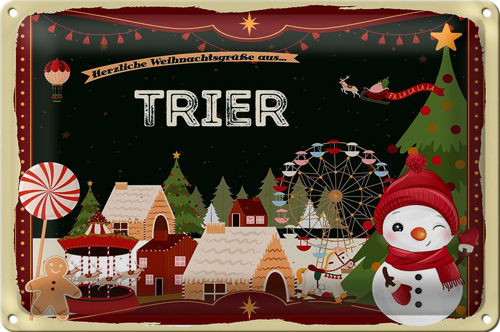 Blechschild Weihnachten Grüße aus TRIER 30x20cm