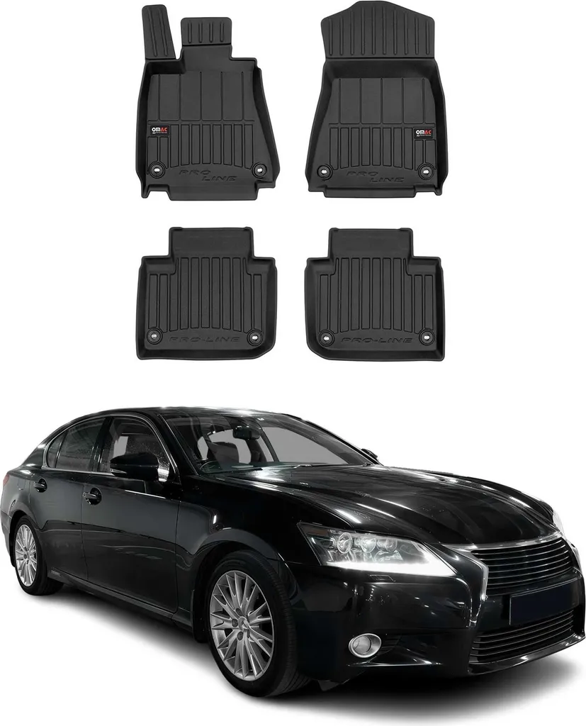 Tappetini Auto 3D per Lexus GS 2012-2020 | TPE Nero All-Weather 4 Pezzi