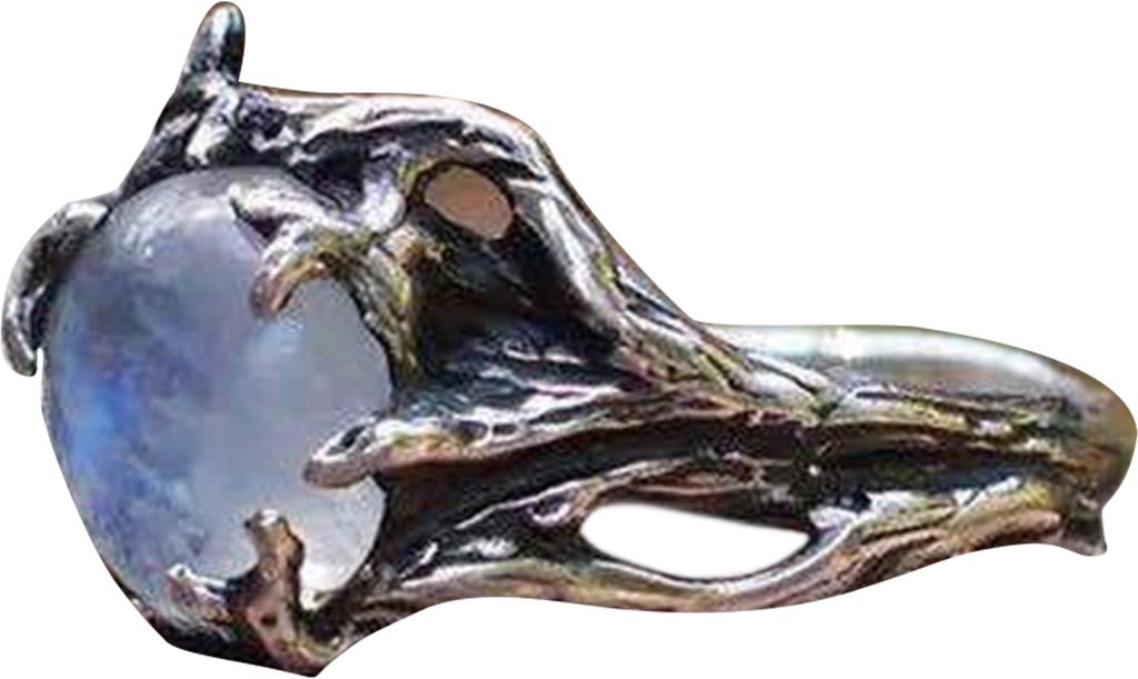 Hohler einfacher Statement-Vintage-Ring, Blätter, Blume, Mondstein, Damenring, Schmuck, Mithelfer-Bronze,US 9