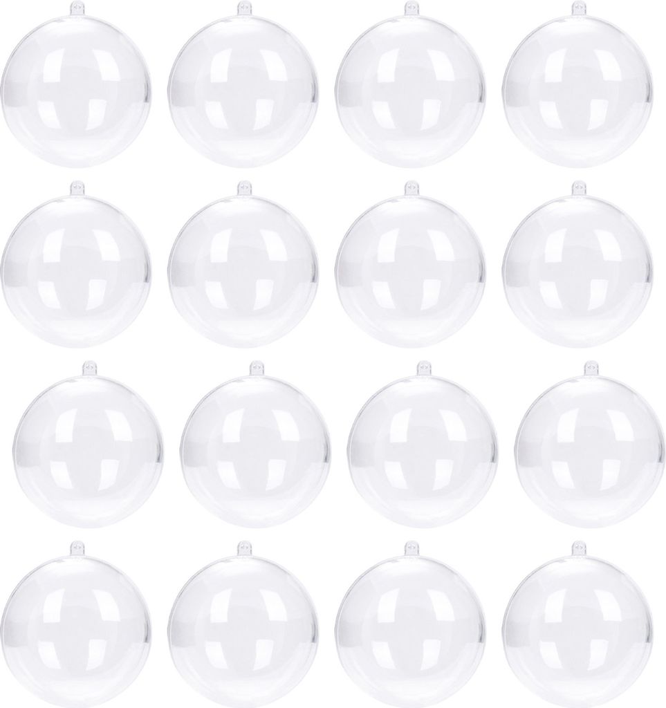 24 Stück 6/8 cm klare Weihnachtskugeln, nachfüllbar, bruchsicher, wiederverwendbar, Weihnachtsdekoration, Weihnachtsbaum, hängende Kugel, Orname...