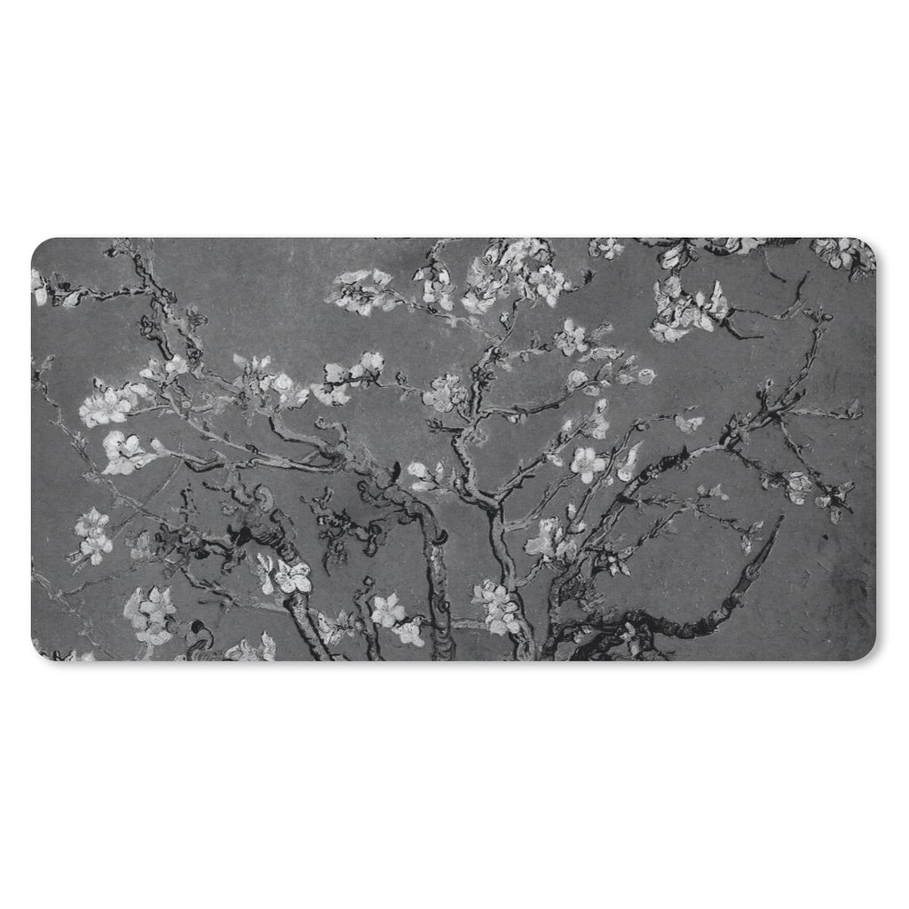MuchoWow Schreibtischunterlage Mandelblüte - Van Gogh - Schwarz und weiß 80x40 cm - XXL Mauspad - Gaming Mauspad