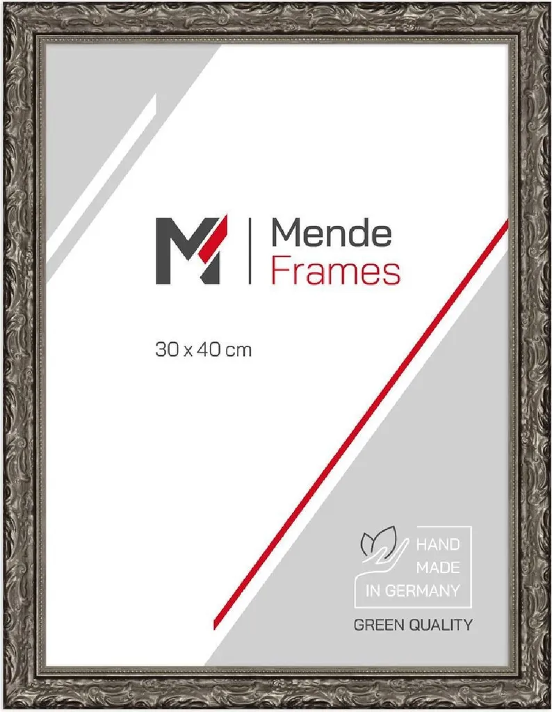MendeFrames Cornice Barocca Argento 21x29,7 cm | Legno e Vetro Museo