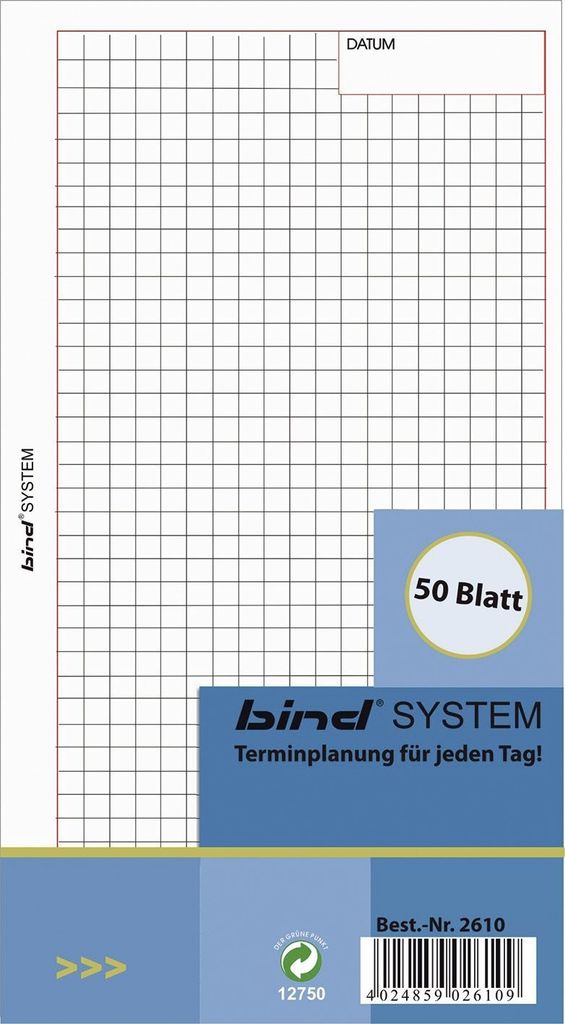 Bind® 2610 Náhradná vložka "šachovnicová" A6 50 listov(T) Obrázok produktu 