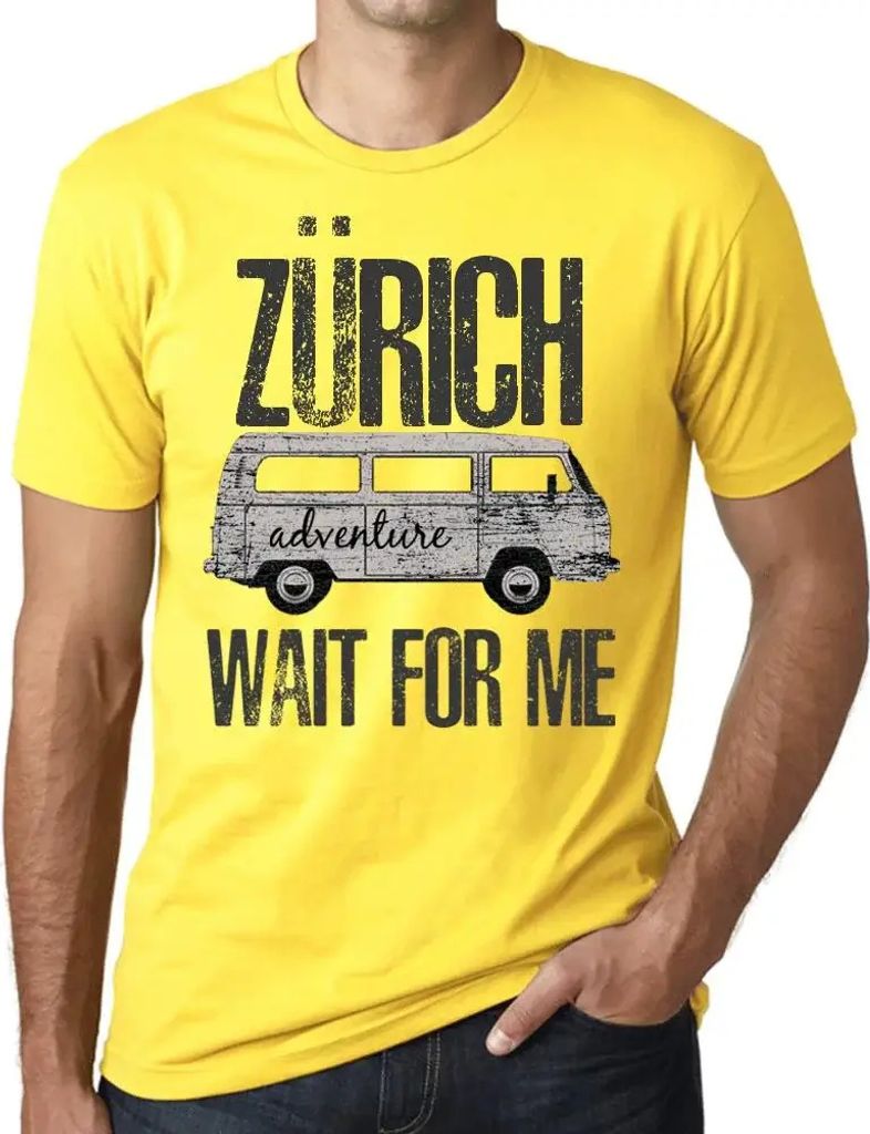 Herren Grafik T-Shirt Abenteuer warten auf mich in Zürich – Adventure Wait For Me In Zürich – Öko-Verantwortlich Vintage Jahrgang Kurzarm Lu...
