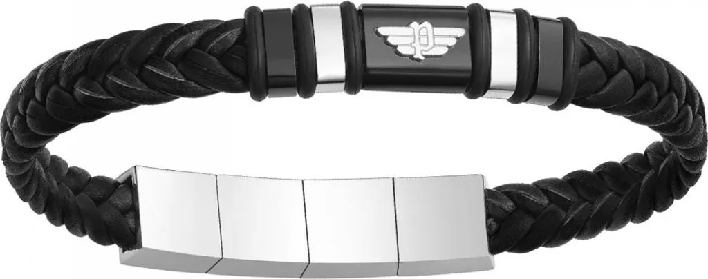 Bracelet Police PEAGB0040401 Noir en Acier Inoxydable Anti-Allergie