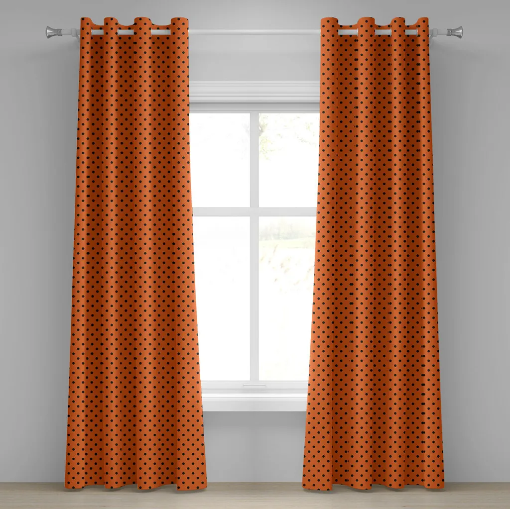 Tenda Vintage ABAKUHAUS 280x225cm Arancione a Pois Neri per Salotto