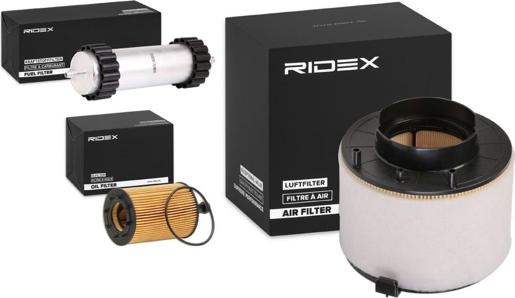 RIDEX Filterset Inspektionspaket Filtersatz für AUDI A4 Avant (8K5, B8) Q5 (8RB) A5 Sportback (8TA) A4 Limousine (8K2, B8) A5 Coupe (8T3) A4 Allroad