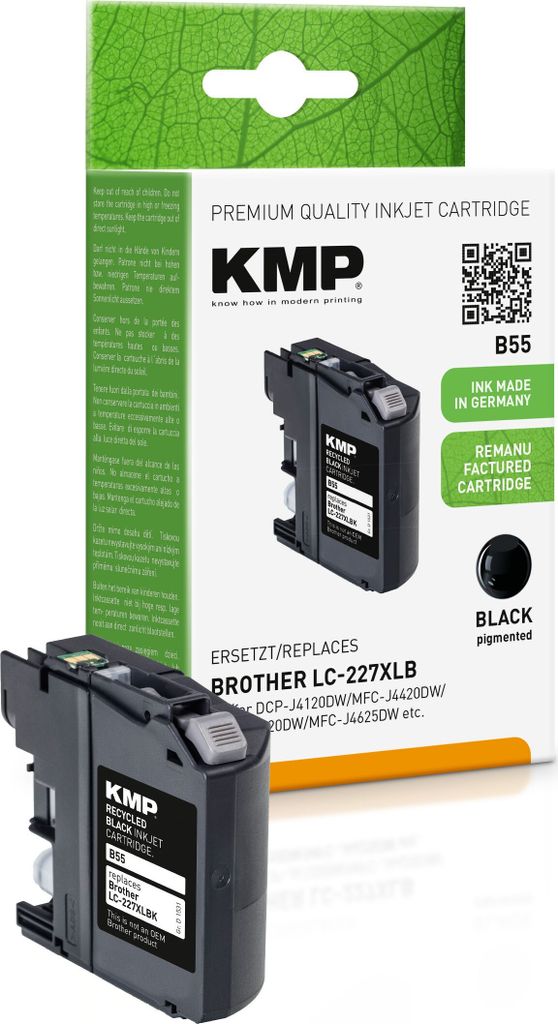 KMP Patrone Brother LC-227XLB black 1200 S. B55 refilled