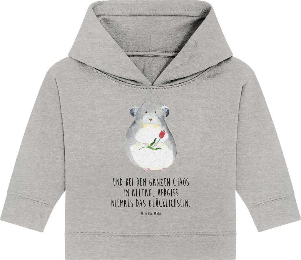 Mr. & Mrs. Panda Organic Baby Hoodie Chinchilla Blume 24. - 36. Monat - Heather Grey - Geschenk, Chaos, Kummer, Chinchillas, Kapuzenshirt, Büro, L...