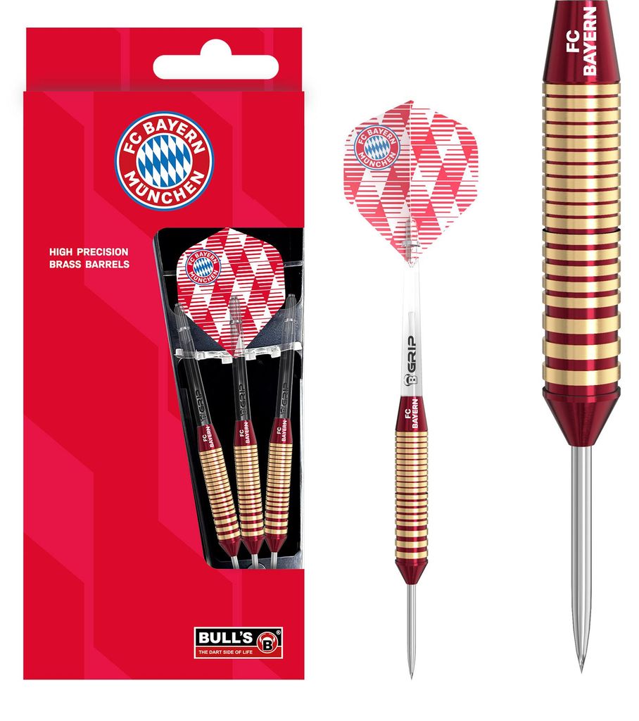 BULL'S FC Bayern München Brass Steel Dart - 21g -- 1 Satz Produktbild 