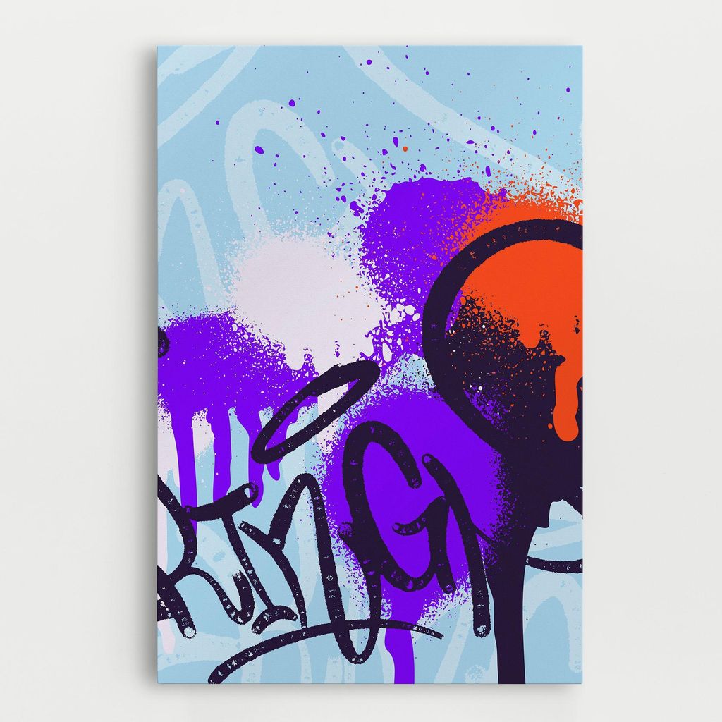 ARTHUB Leinwandbild 40x60 cm, Blue Purple Graffiti | Wohnzimmerdekoration, Hängende Bilder, Wanddekoration, Heimdekoration, Moderne, Graffiti