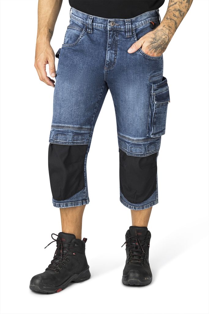 HERO by John Medoox MARLOW PRO WORKWEAR Herren Arbeits- 3/4-Jeans Regular Fit 46 mid blue washed