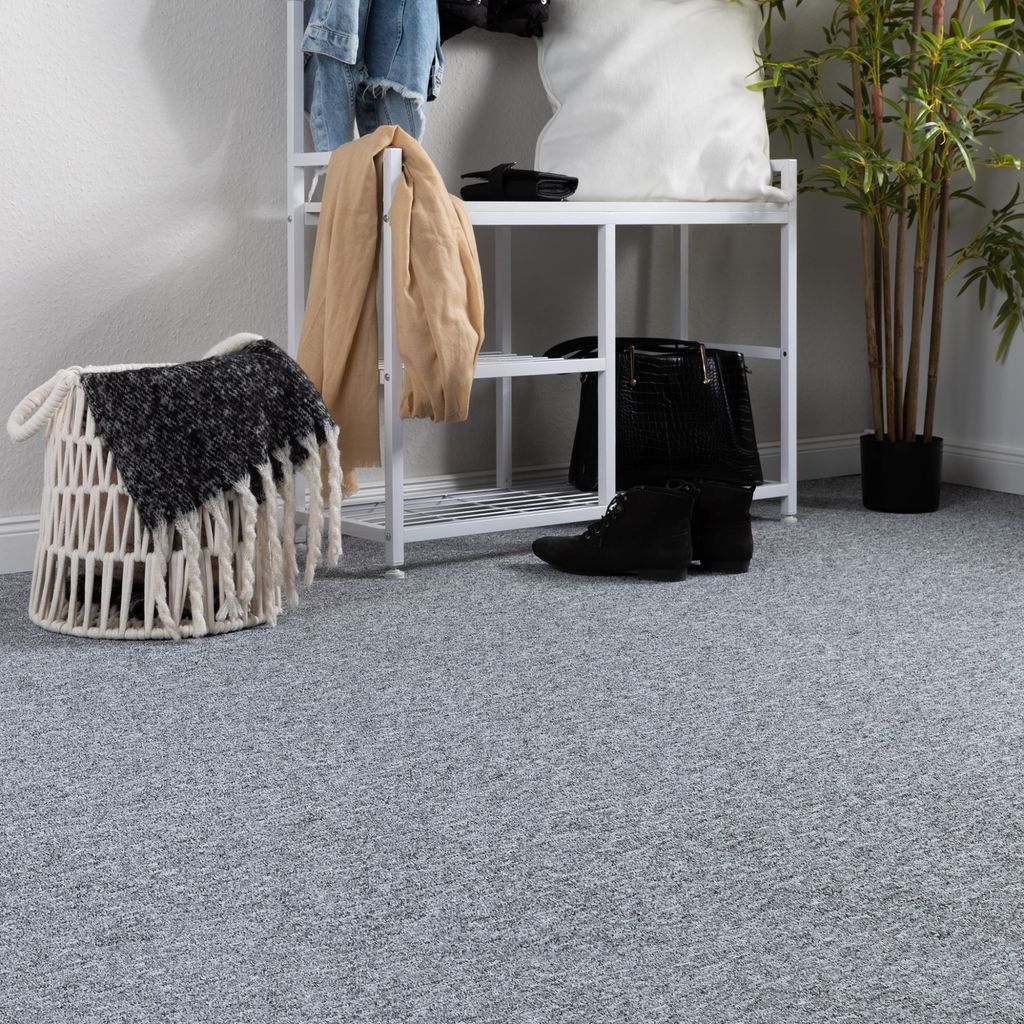 Steffensmeier Teppichboden Meddon Meterware | Auslegware für Kinderzimmer Wohnzimmer Schlafzimmer | Grau, Größe: 100x900 cm