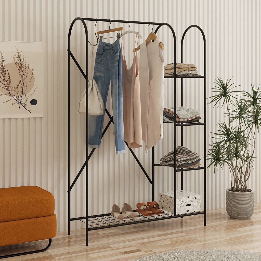 Skye Decor, Peter, Hallenstand, 100 % METALL, Schwarz, 169 x 31 x 110 cm