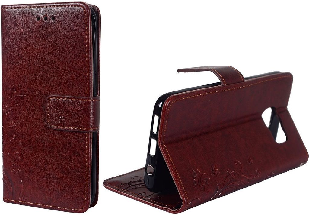 Schutz Hülle Blumen für Handy Samsung Galaxy S7 Braun