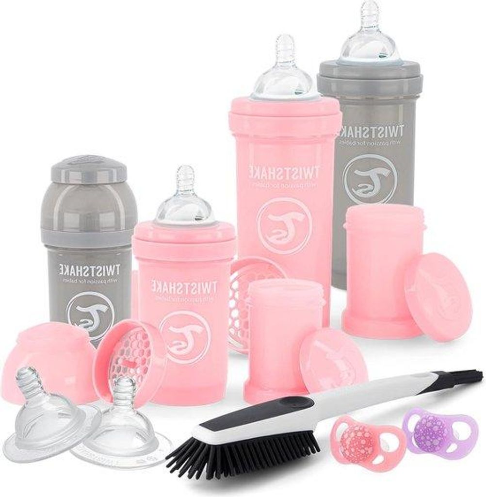 Babyflessen Starter Set - Ventil gegen Krampfadern - Speenborstel - Orthodontisch - Mädchen - 0 bis 3 Monate