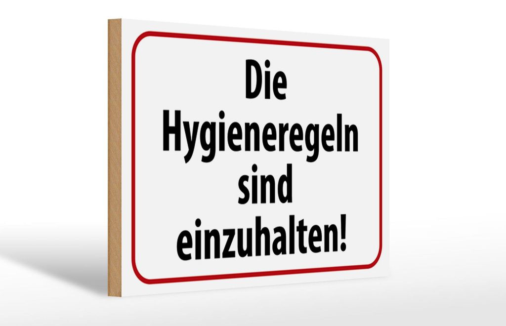 Holzschild Hinweis 30x20cm Hygieneregeln sind einzuhalten