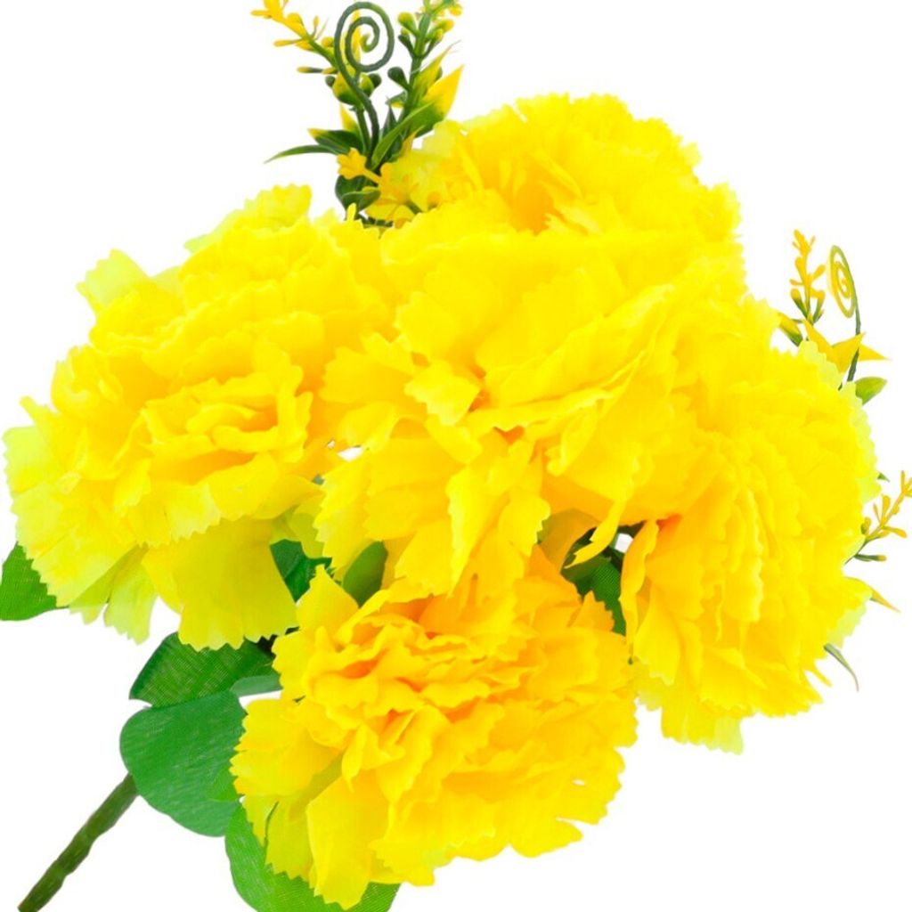 Dekolo Kunstblumen Blumensträuße Kunstpflanzen Chrysanthemen für den Friedhof Gelb 35cm