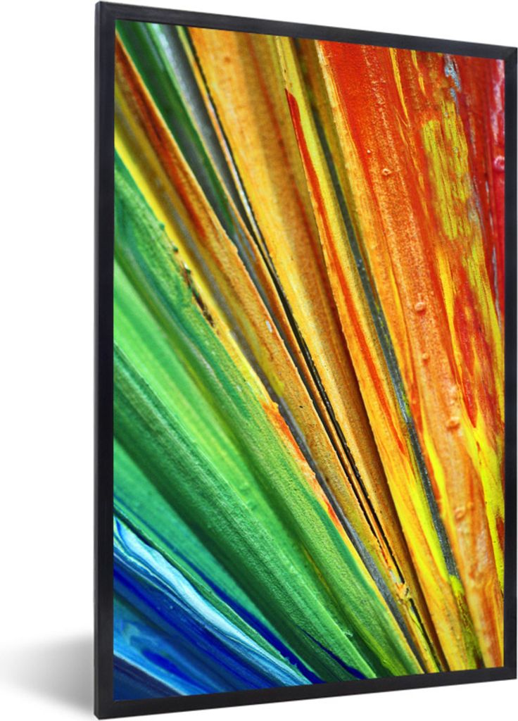 MuchoWow Gerahmtes Poster Buntes Ölgemälde 60x90 cm - Poster mit Schwarzem Bilderrahmen Wandposter Rahmen Foto Bilder - Kunst