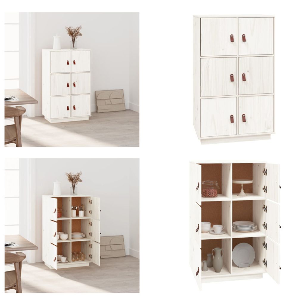 vidaXL Highboard Weiß 67x40x108,5 cm Massivholz Kiefer - Highboard - Highboards - Sideboard - Schrank