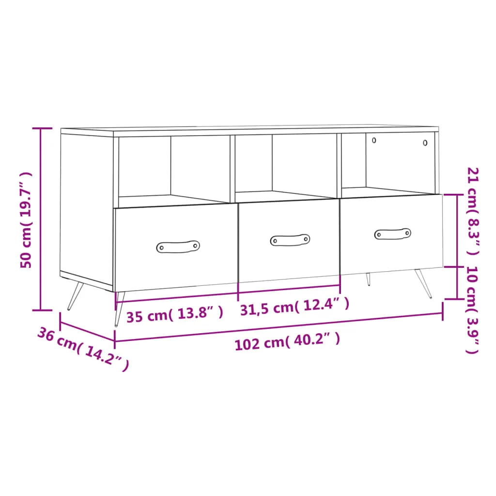 Porta TV Rovere Fumo 102x36x50 cm | Mobile Legno con Ripiani - 12