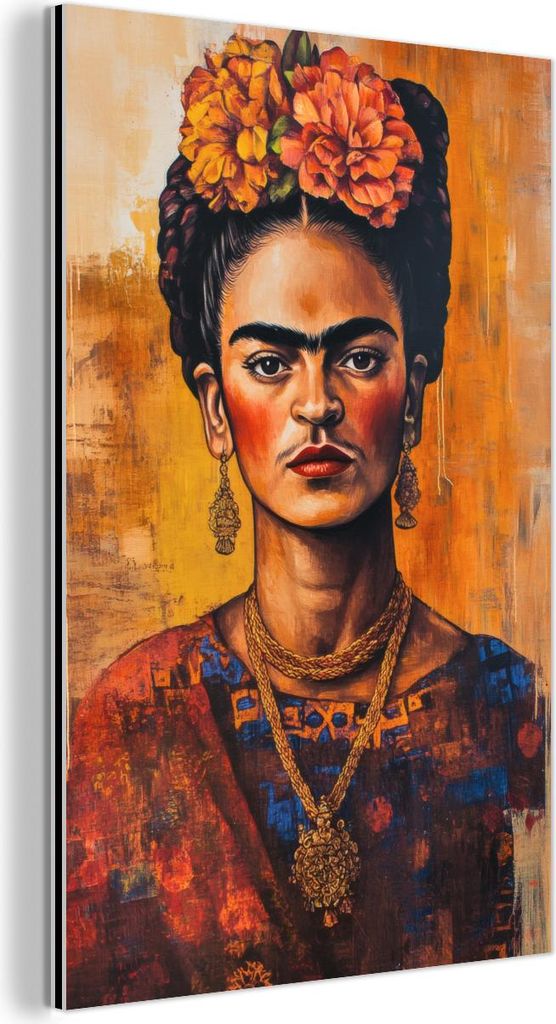 MuchoWow Wanddekoration Metall Metallbild Wandkunst 100x150 cm Porträt - Schmuck - Malerei MuchoWow Aluminium Gemälde - Bild