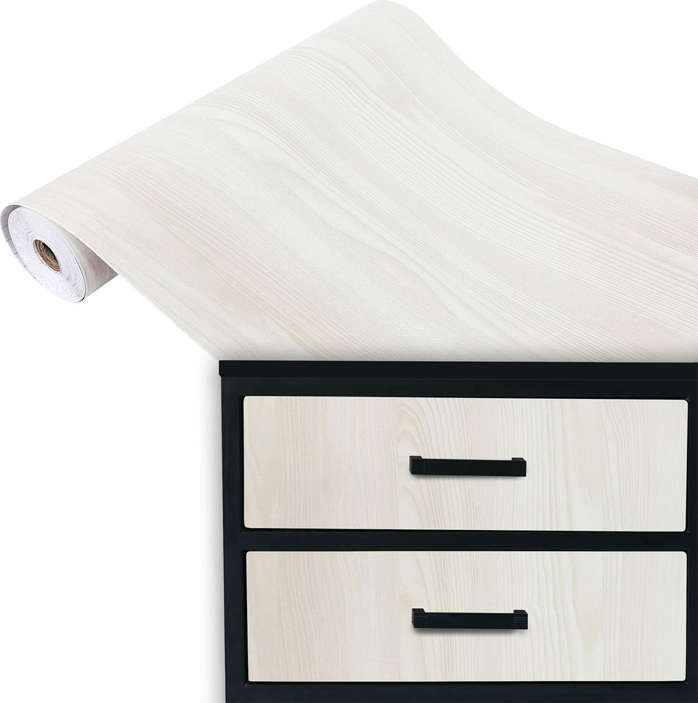 Klebefolie Möbel 90x100 cm - Weiße Kiefer - Selbstklebende Möbelfolie in Holzoptik - Folie für Möbel ideal zum Renovieren von Schränken, Tür...