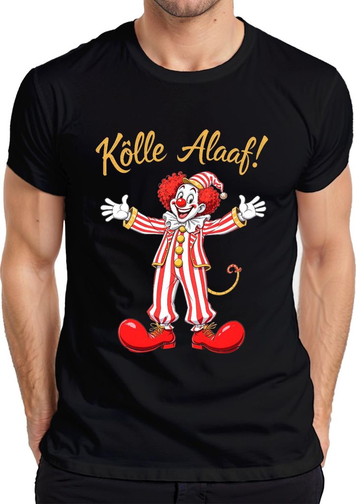 Kölle Alaaf Karneval Clown Köln Fasching rot weiß gestreift Herren T-Shirt, Schwarz, M