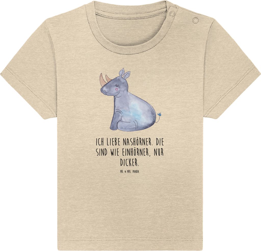 Mr. & Mrs. Panda Babyshirt Einhorn Nashorn 0. - 6. Monat - Natural Raw - Geschenk, Baby Baumwollshirt, Unicorn, Kinder T-Shirt, Zoo, Lustig, Kleink...