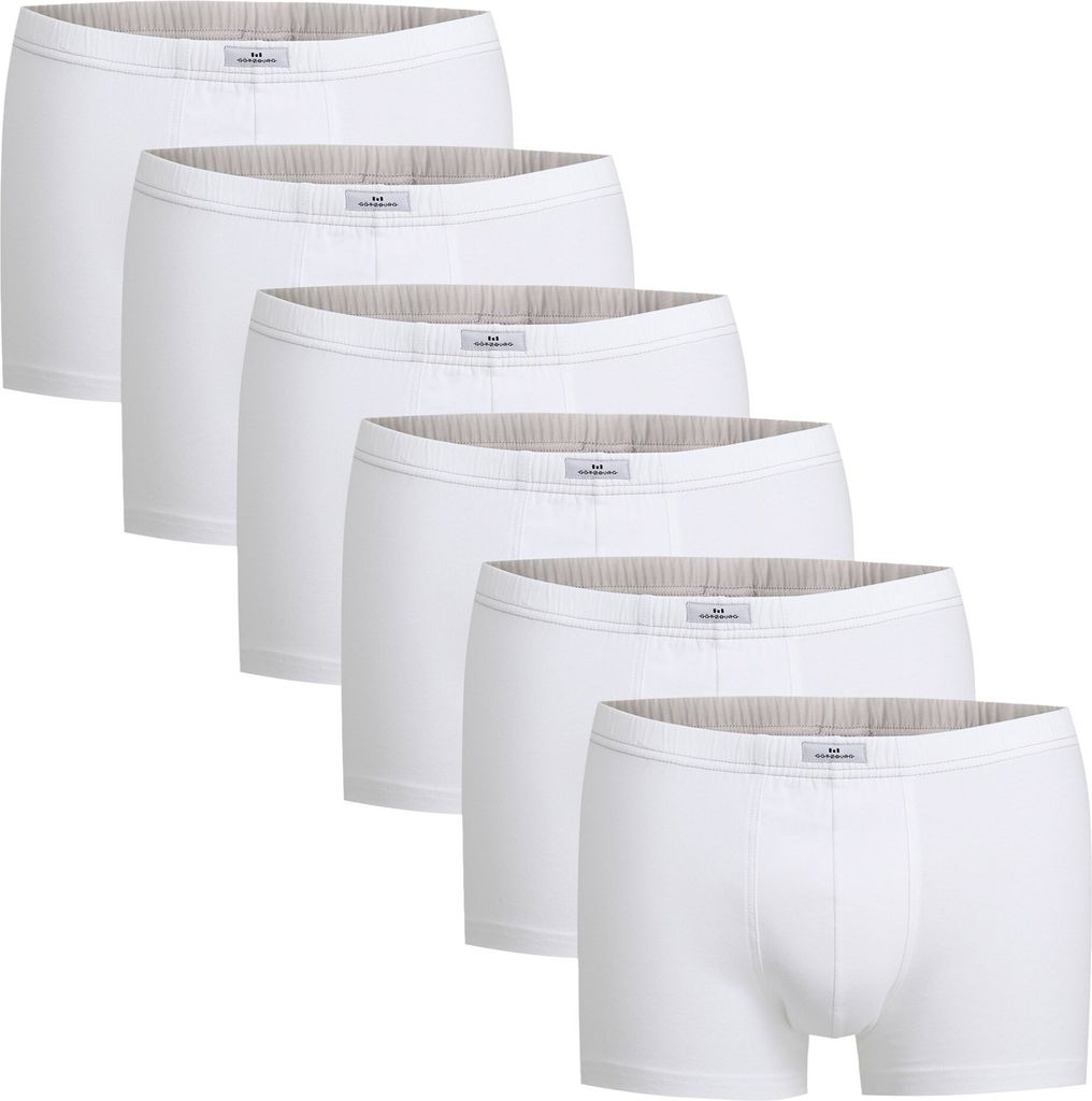 Götzburg Herren Pants 6er Pack - Single Jersey, Unterwäsche Set, Baumwolle Stretch Weiß M