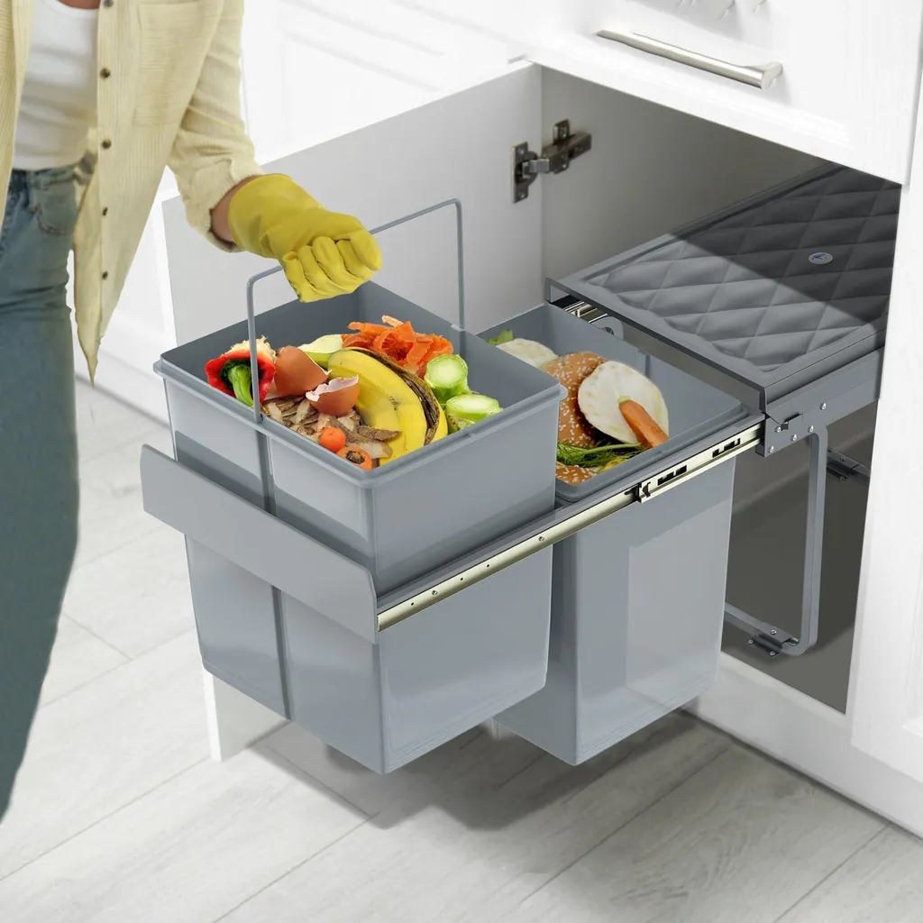 Système de tri des déchets sous évier 2 bacs pour cuisine équipée - 9
