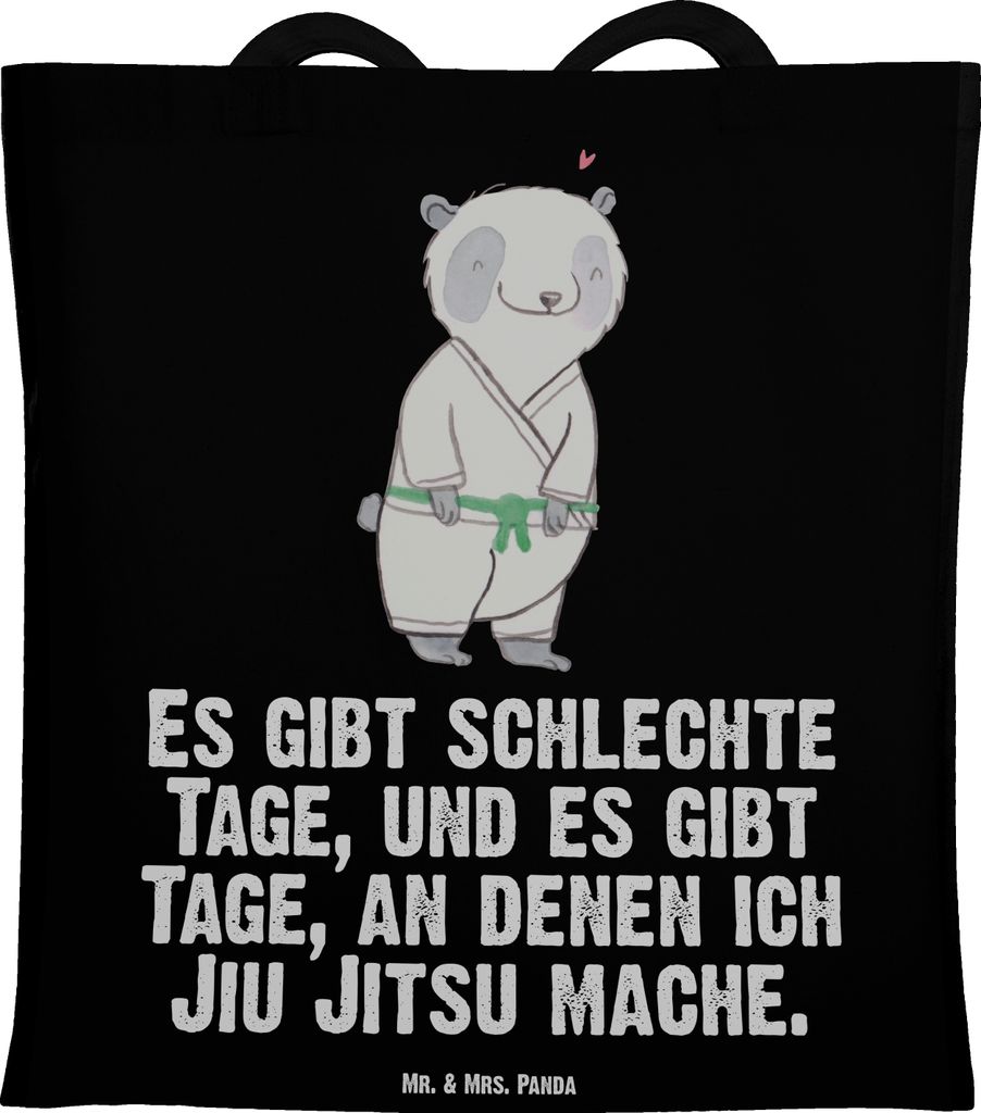 Mr. & Mrs. Panda Schultasche Panda Jiu Jitsu - Schwarz - Geschenk, Japanische Kampfkunst, Tragetasche, Shopping Tasche, Selbstverteidigung, totebag...