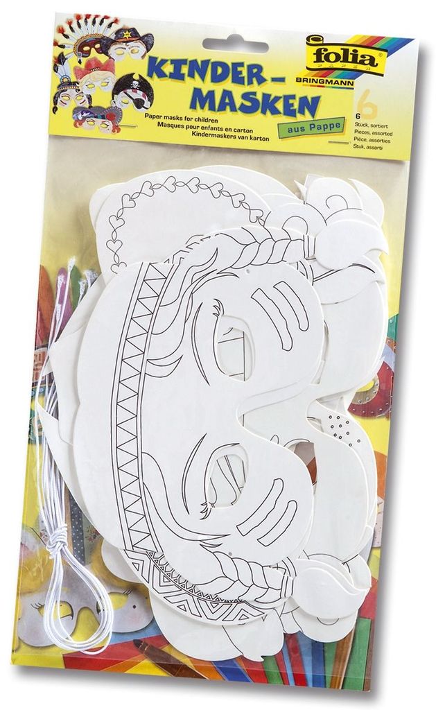 Folia 23219 Masque pour enfant - 6 pièces assorties, blanc Image du produit 