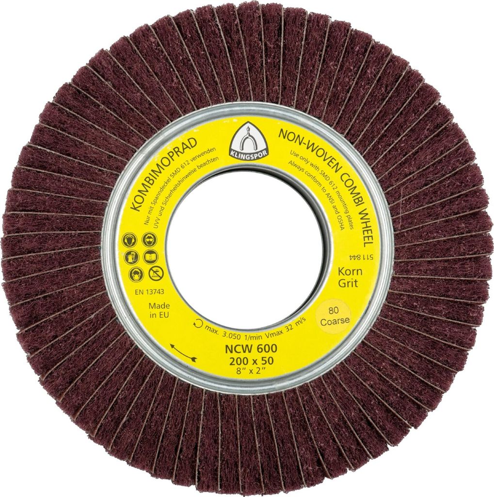 Klingspor NCW 600 Vliesmopräder Kombination, 165 x 50 x 43,1 mm Korn 100 Medium