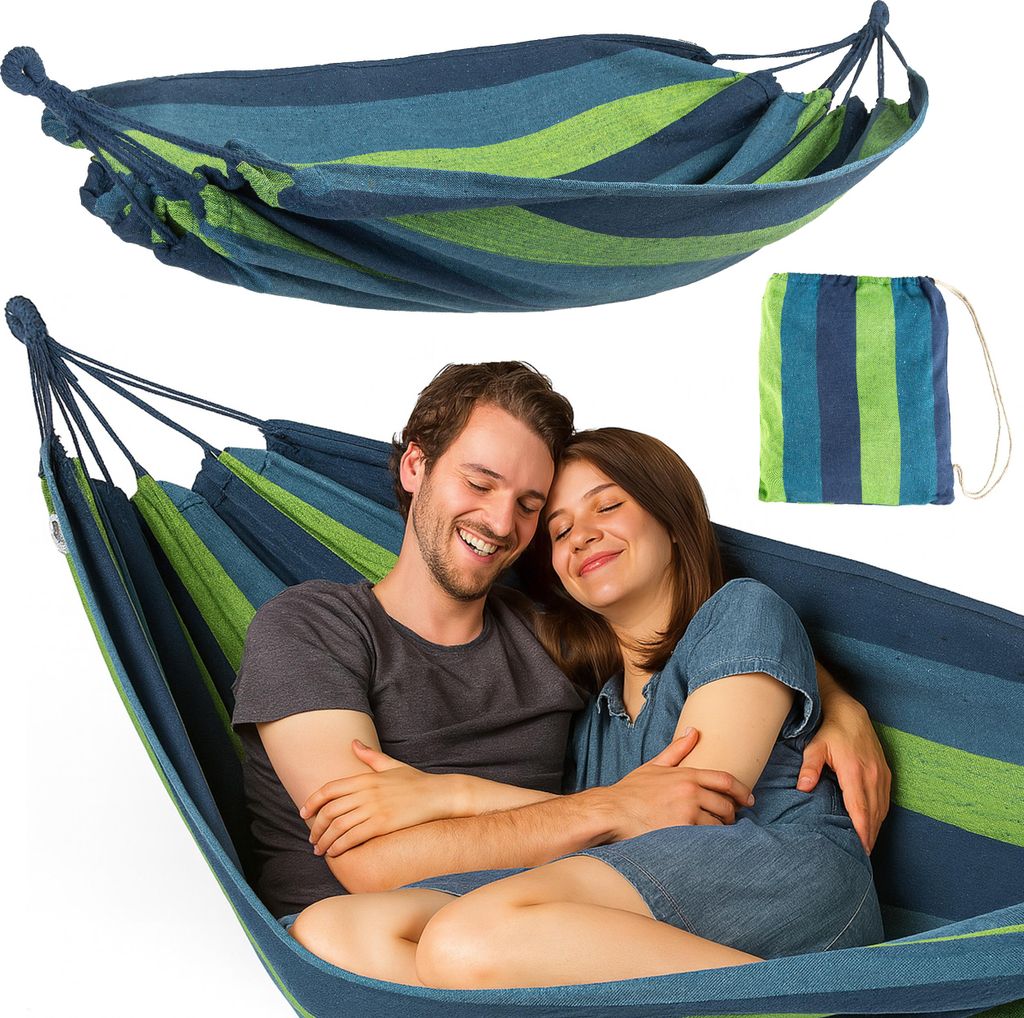 Outtec Hängematte für 2 Personen - 185x150 cm, bis 150kg - Hammock für Outdoor, Garten, Balkon - für Kinder und Erwachsene